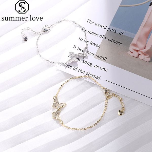 

любовь подарков цирконий cz люкс бабочка браслет серебро золото цепи регулируемый браслет для женщин годовщина свадьбы jewelry-z, Black