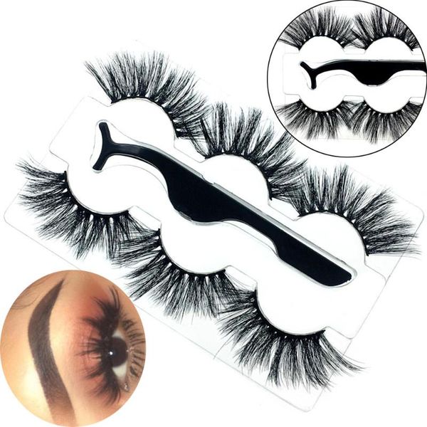 

3 pairs 8d mink hair false eyelashes with tweezer full volume thick wispies fluffy lashes handmade cruelty-lash extension