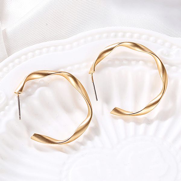 

new fashion geometric circle punk hoop earrings twisted gold color for women brincos party jewelry wholesale quality, Golden;silver
