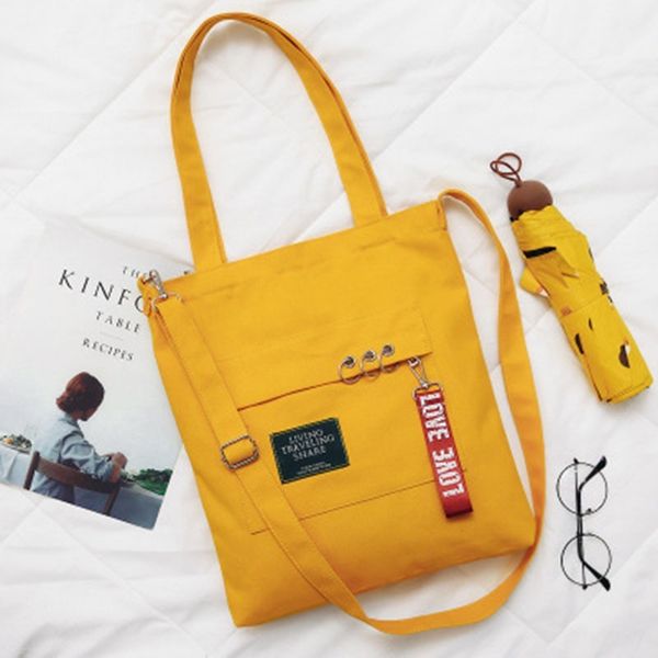 

2019 canvas women's bag handbag korean iron ring shoulder messenger bag