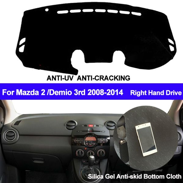 

taijs car dashboard cover silicone non-slip for 2 demio 3rd 2008 2009 2010 2011 2012 2013 2014 dash mat anti-uv sun shade