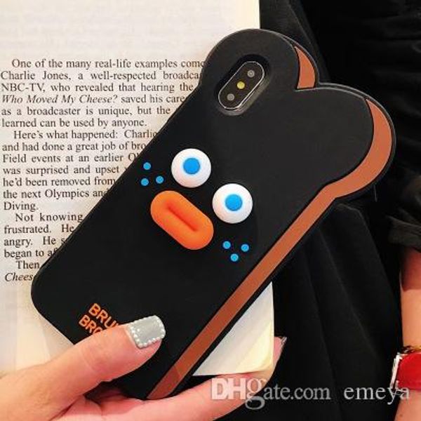 

new 3d cute cartoon toast bread bearded rabbit 3d lip duck soft silicone phone back case cover for iphone 11 pro x xs max xr 6 6s 7 8 plus