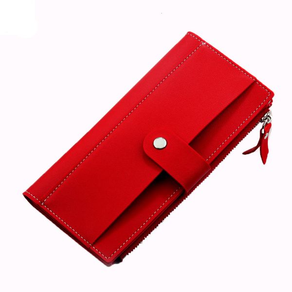 

2019 new women's wallet long pu zipper&hasp wallet porte feuille femme female purse clutch money woman wallet billetera mujer, Red;black