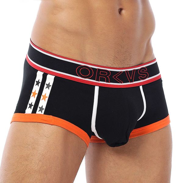

men underwear boxers u convex breathable cotton pouch slip homme cotton cuecas for men shorts, Black;white