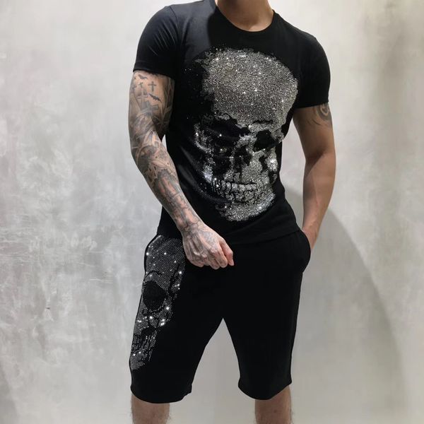 

новй pp mens конѬђкоѬа енники пѬеижное паѬиж мод tshirts summer punk rhinestone еѬеп ђ, White;black