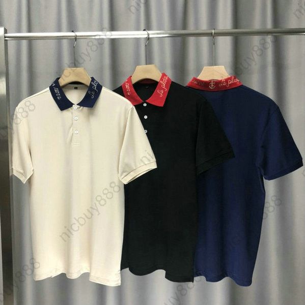 

summer designer luxury clothing for mens polo classic embroidery diamond letter t-shirt casual turn-down collar tee top, White;black