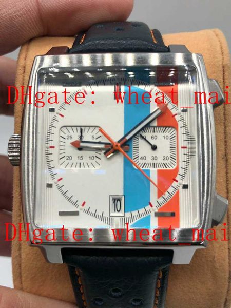 

Fa hionable men 039 39mm white blue orange tri color urface titching 316l teel quartz vk core italian calf leather watch with men 03