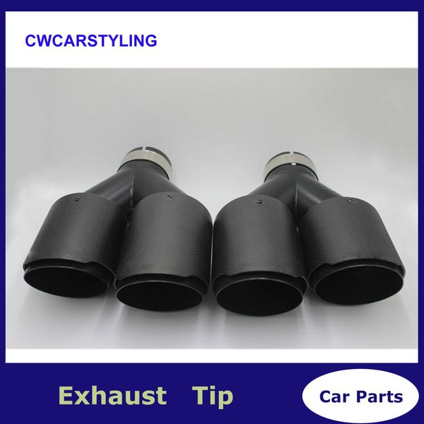 

one pair ak coated black car carbon exhausts dual tips universal ak coated black carbon dual end muffler pipes