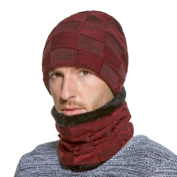 

maxi plain wool blending knit hat and scarf set fashion warm headgear joker casual cap muffetee for men bicycling in winter, Blue;gray