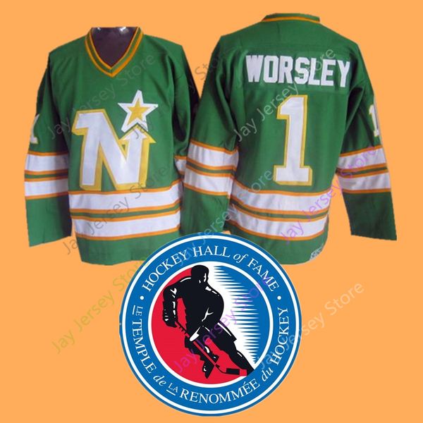 

Gump Worsley Jersey 1980 Hall Of Fame Patch Dallas Stars Minnesota North Stars Jerseys Ice Hockey