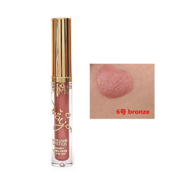 

2017 new shimmer liquid lipstick professional waterproof matte lipstick metal style golden red lips batom makeup