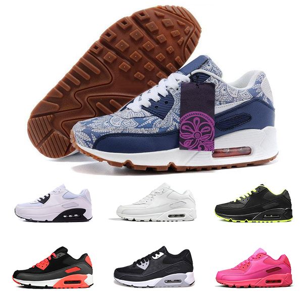 

classic 90 casual running shoes for men women 90 black white blue cushion sneakers designer sports shoes size 36-46