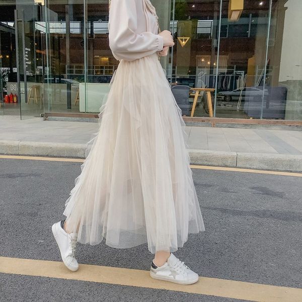 

white gauze veil bust skirts falbala fairy long bitter fleabane bitter fleabane skirt of tall waist is irregular, Black
