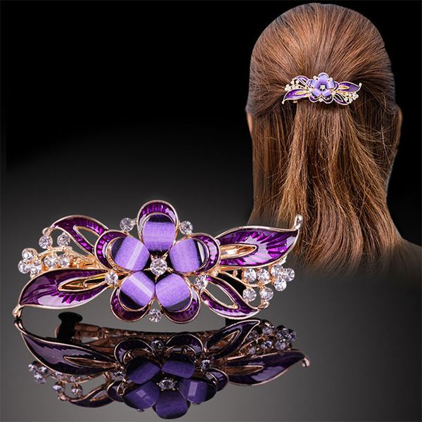 

professional supply] children's high-end hair accessories diamond hairpins drop oil bow spring clip, Golden;silver
