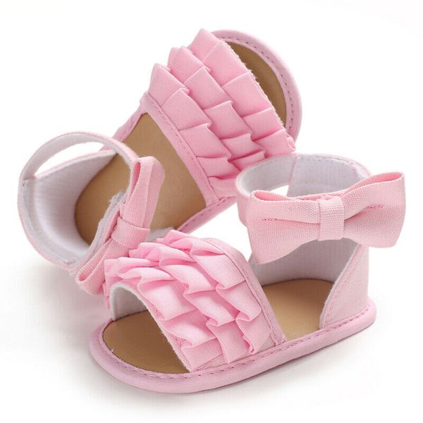 

newborn baby boy soft sole cute bows shoes toddler summer sandals size 0-18 m, Black;red