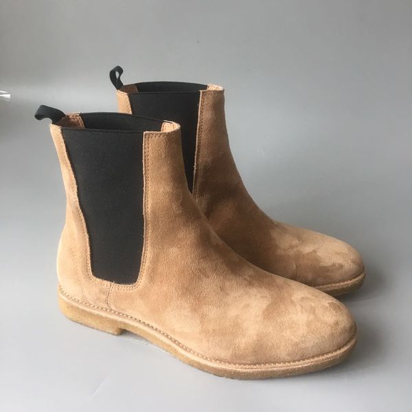 Factory Outlet neue Liste Kanyewest Stiefel High-Top-Schuhe aus mattem Wildleder British Tide Martin Slip-on-Stiefel aus echtem Leder