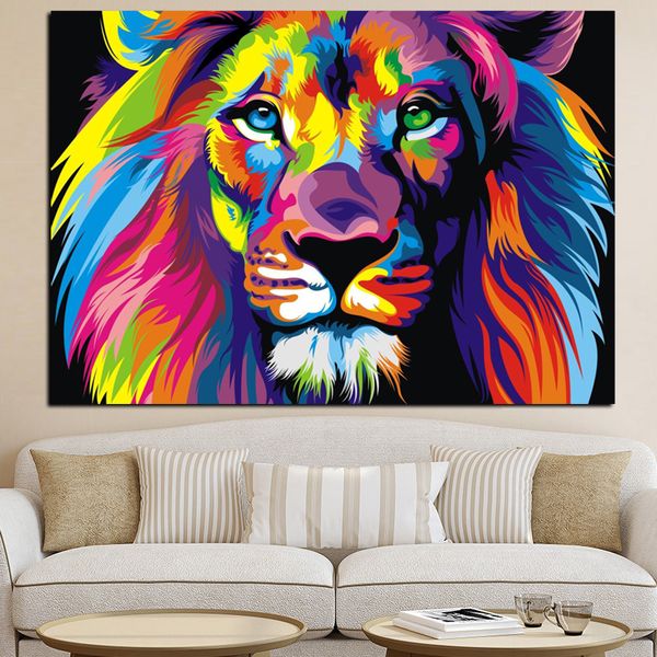 

home decoration print painting 1 pieces color tiger pictures wall art modular modern canvas poster bedside background framework