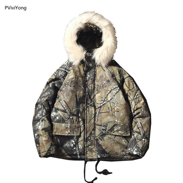 

pviviyong 2019 winter jacket men fashion male hooded coat men short coat clothes parka 200, Black