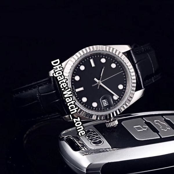 Новый 40mm DateJust Sub 126234 черный циферблат Miyota Автоматическая Мужские часы стали Рифленый чехол кожаный ремешок сапфировое Роскошные часы Watch_Zone