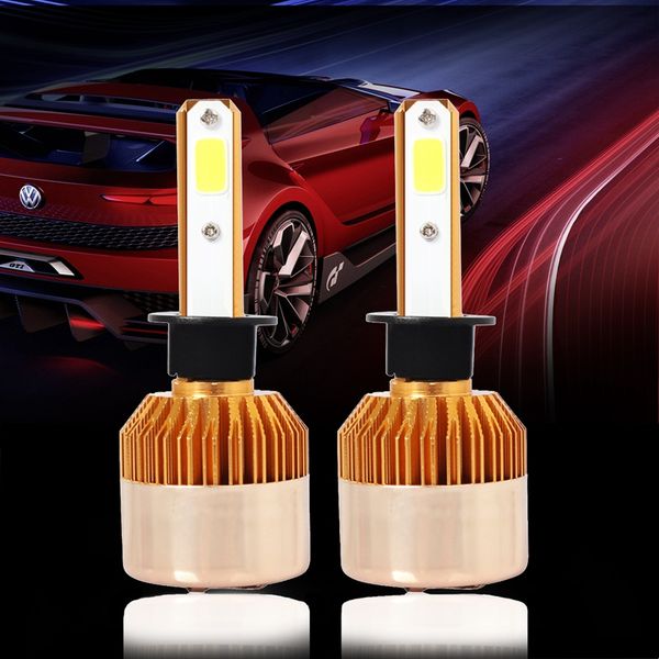 

s2 h1 car led headlight bulbs 6500k 72w 8000lm cob led headlamp fog light gold