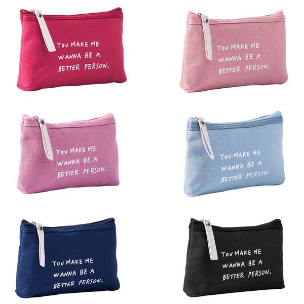 

thinkthendo makeup bag canvas travel pencil case stationery storage organizer cosmetic coin pen bag women make up case