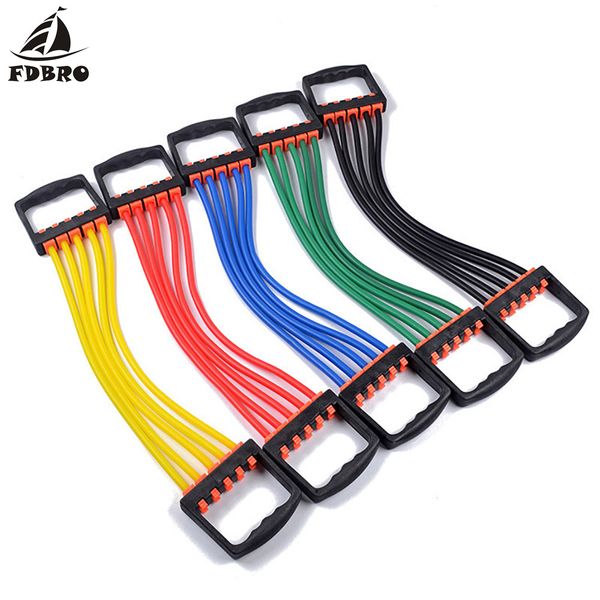 

fdbro exercise bands chest expander puller workout fitness equipment training cable rope tube yoga 5 elastic resistance bands
