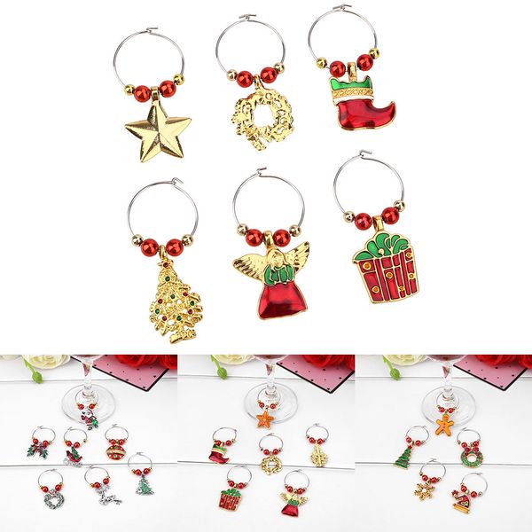 

6pcs/set alloy christmas wine glass decoration rings table decors pendants