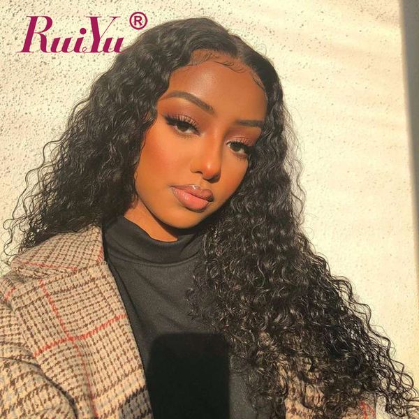 

ruiyu deep wave парики для чернокожих женщин 13x6 remy человеческих волос парик с ребенком волос 150% 180% 250% плотность бразильского фронт, Black;brown