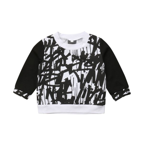 

winter sweatshirt warm kids clothes long sleeve graffiti hoodies baby boys thick hoodies sweatshirts 1-5t children clothing, Black