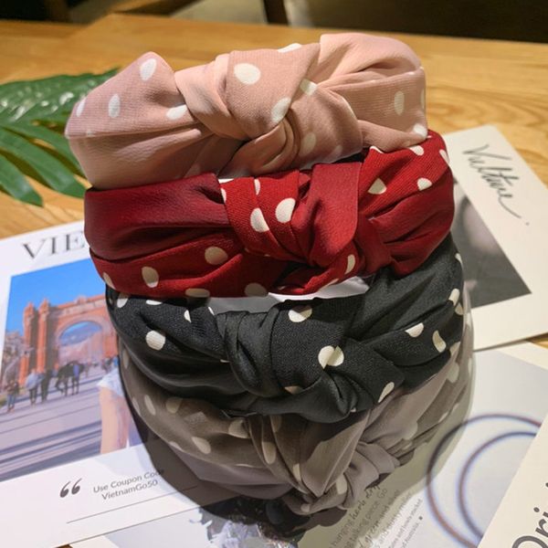 

europe and the america fashion simple headband classic leopard wave point hit color knotted wide side hair hoop, Silver