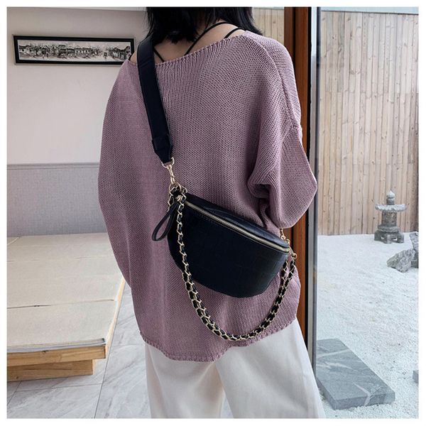 

pacgoth fashion crocodile leather solid color crossbody bags women travel zipper chest bag female shoulder bag totes handbag