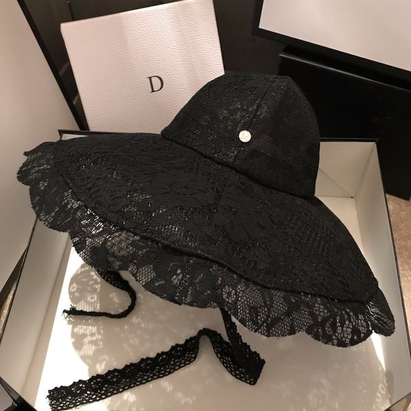

c2hpq summer parent-child fisherman children's straps black lace large eaves beach travel leisure bucket bucket lace fisherman hat suns, Blue;gray