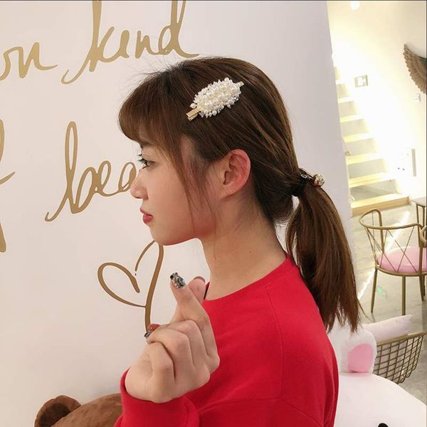 Fashion Women Hair Duckbill Clip Side Clip Ins Pearl Hairpin Hair