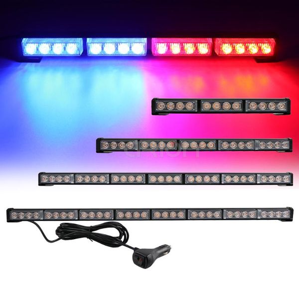 

24w to 96w car truck traffic advisor beacon strobe flashing security warning light bar emergency lamp red blue amber white green