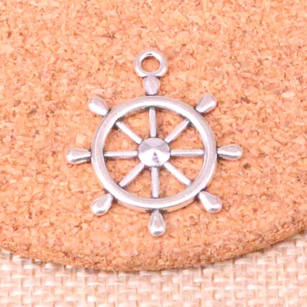 48pcs encantos do navio roda de leme leme 28 * 24 milímetros Antique ajuste Fazendo pendente, prata tibetana do vintage, DIY Jóias Handmade