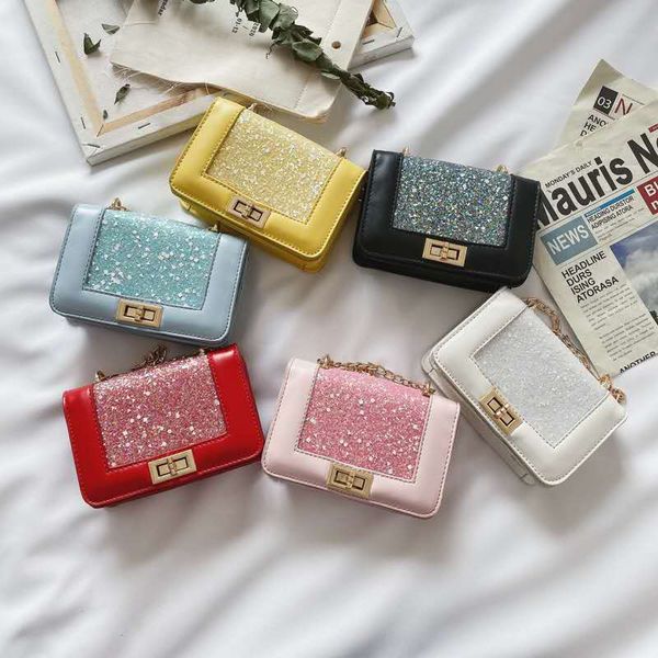 

sweet girl kids designer sequins bags baby girls princess coin purse kids chain bags children mini bags, White