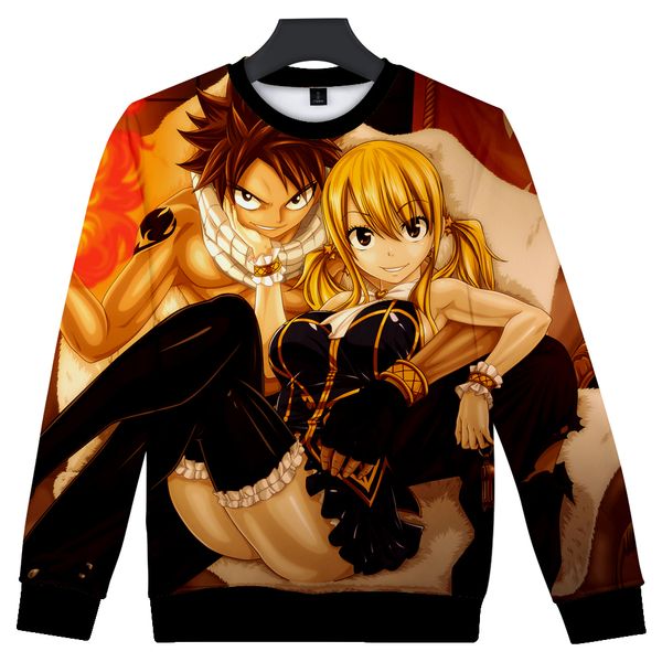 

fairy tail round neck sweatshirt fashion trend style new 3d polyester material sweatshirt street fashion, Black