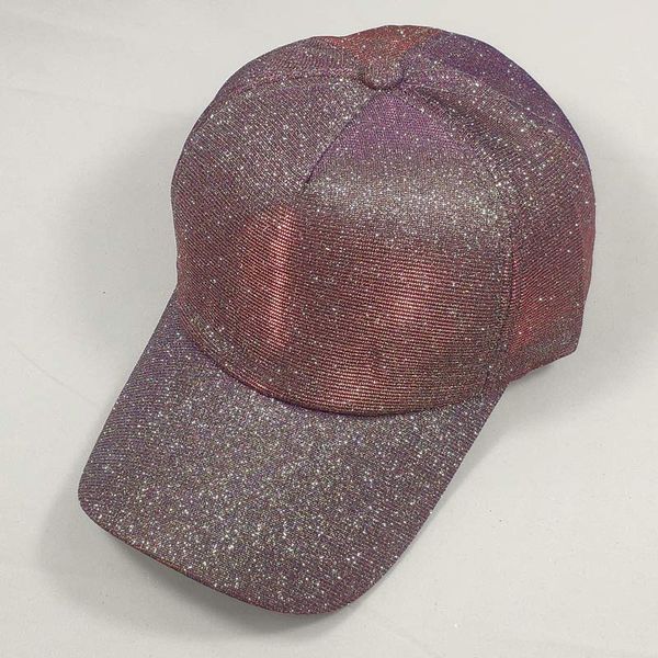 

gradient static shiny baseball cap women men chic hip hop cap 5 panel cheer team hat gold silver black, Blue;gray