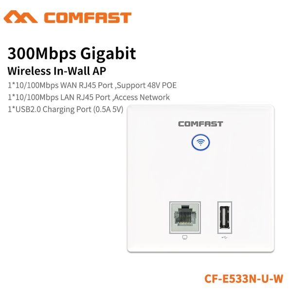 

comfast 300mbps wireless in-wall ap for large area wifi coverage support ac management & rj45 + usb wall ap cf-e533n-u-w