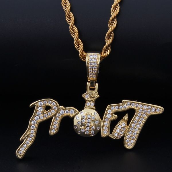 

cuban link chains hip-hop jewelry profit zircon cash bag 14k gold plated personalized creative fashion jewelry, Silver