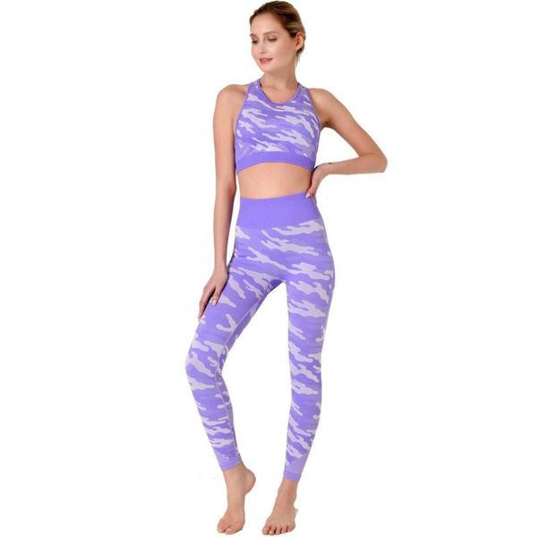 

2020 new arrival camouflage seamless bra+leggings suit seamless yoga set women dry fit crop vest legging sportsuit workout, White;red