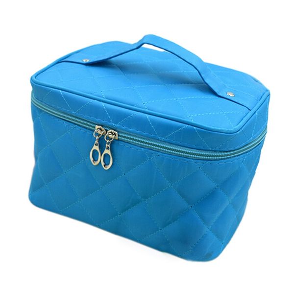 

new zipper cosmetic storage make up bag handle train case purse-s purple