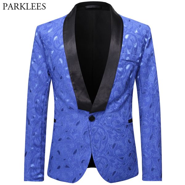 

мужские цветочные blazer шаль воротник жаккардовые пиджаки men luxury one button wedding хост mens stage костюм куртка платье пиджаки костюм, White;black