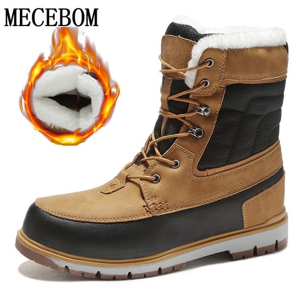 

winter men snow boots warm plush fur ankle boots for male waterproof men casual shoes lace-up botas hombre 39-46 6666m, Black