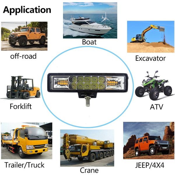 

48w strobe flash work lamp led light bar for off road car truck motorcycle bus