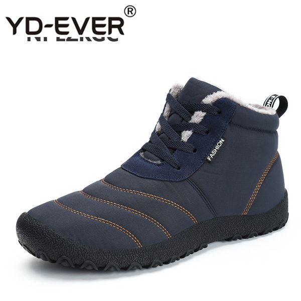 

yd-ever super warm men winter boots for man warm waterproof rain boots shoes new men's ankle snow boot botas masculina, Black