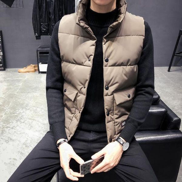 

2018 осенью и зимой хлопок жилета мужского тренд стенд воротник slim толстого жилет куртка мужского случайного хлопка, Black;white