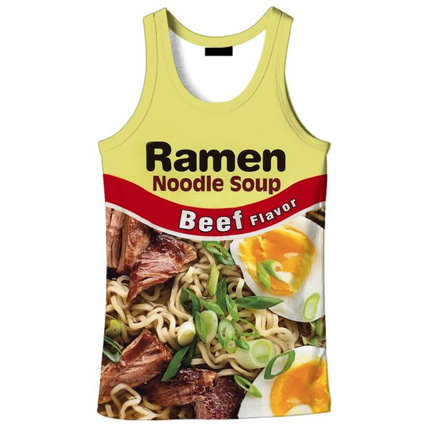

2018 new fashion 3d men' noodle print 9 size casual tankcustom-made print ing, White;black