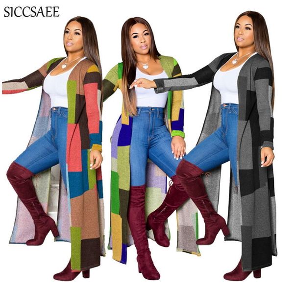 

contrast color patchwork maxi trench coat for women long sleeve cloak casual plus size clothing manteau femme overcoat 2020, Tan;black