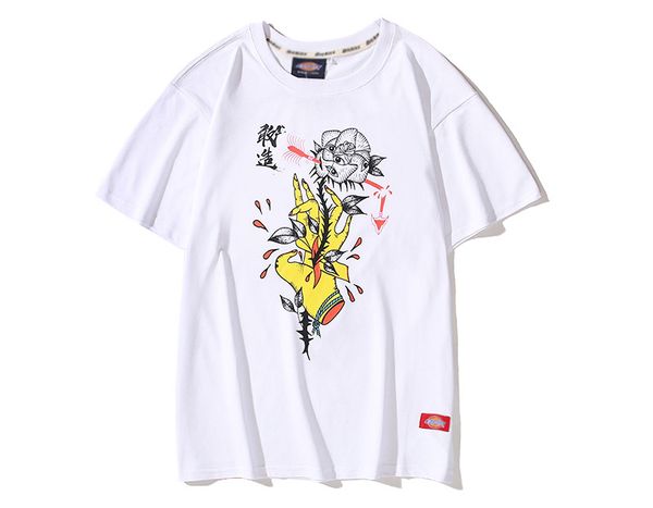 

2020 / new couple designer cotton t-shirt tide brand summer round neck hip hop new fashion element letter printing, White;black